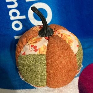 Patchwork plush pumpkin 8”